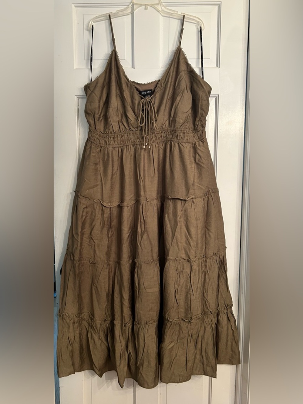 City Chic Olive Brown Tiered Maxi Dress